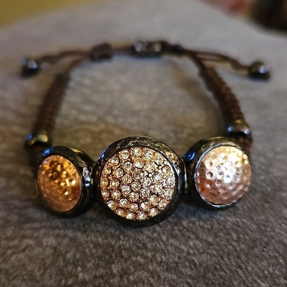 Copper Bronze Circles Macrame Bracelet